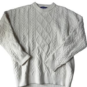 aelfric eden cable knit sweater cream fisherman size medium womens